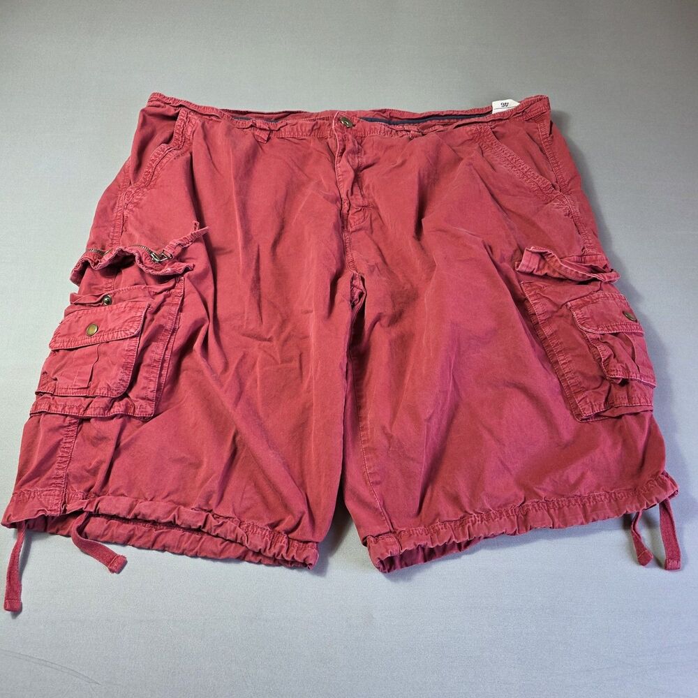 Red Cargo Shorts Unbranded Men's Size 46 100% Cotton Drawstring Hems